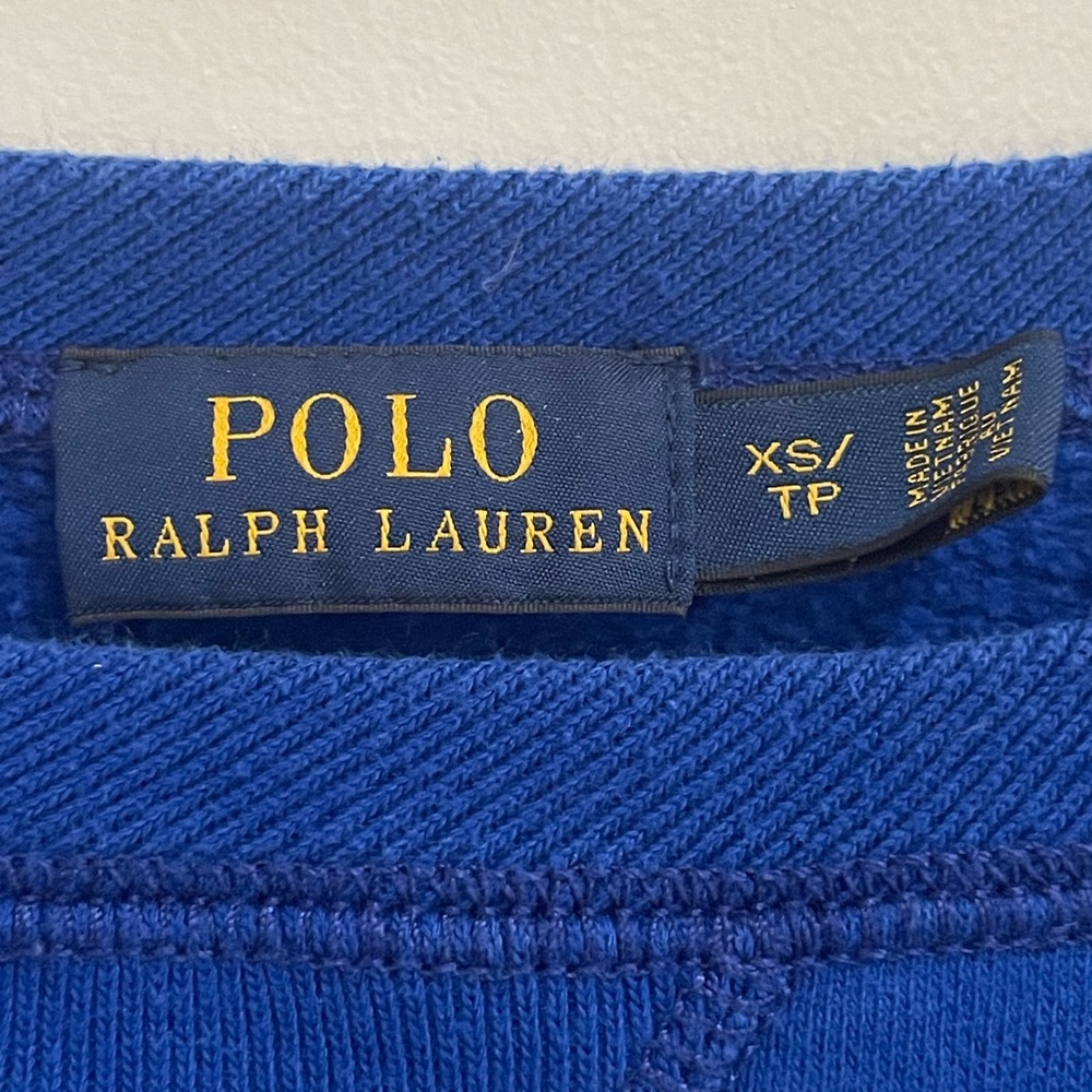 Polo Ralph Lauren Cyan Blue Crewneck Sweatshirt with Kangaroo Pocket Women’s XS - Picture 3 of 9